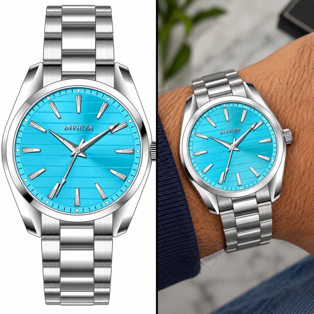 Invicta Men's Watch 42mm Quartz Aqua Dial Steel Racing Aluminum Box Included New